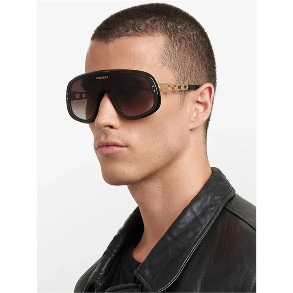 NEW!!! Carrera FLAGLAB17 0B4E08 Oversized Shield Sunglasses in White Authentic